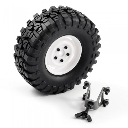 FTX Outback Spare Tyre Mount & Tyre/steel Lug Wheel White